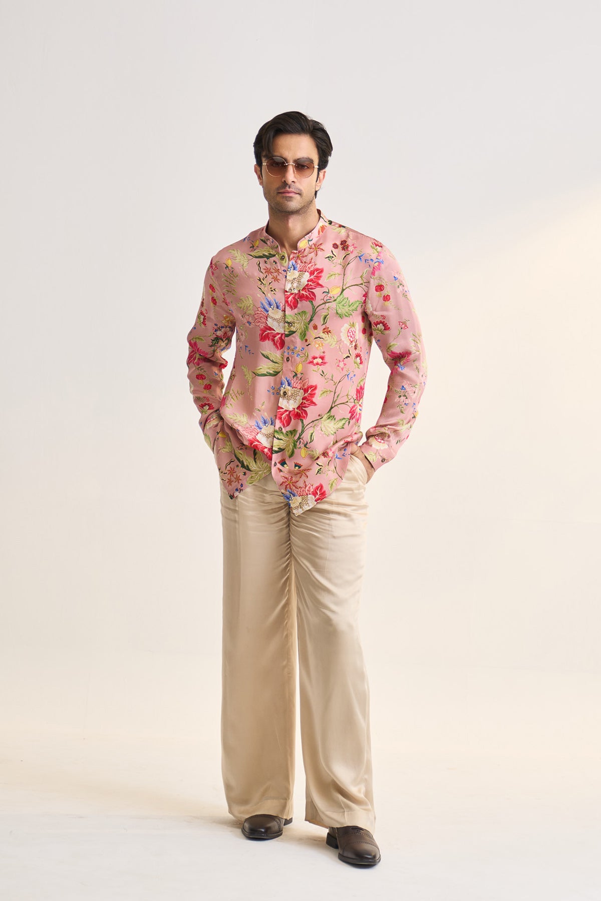 Gulnaar bloom pink printed shirt