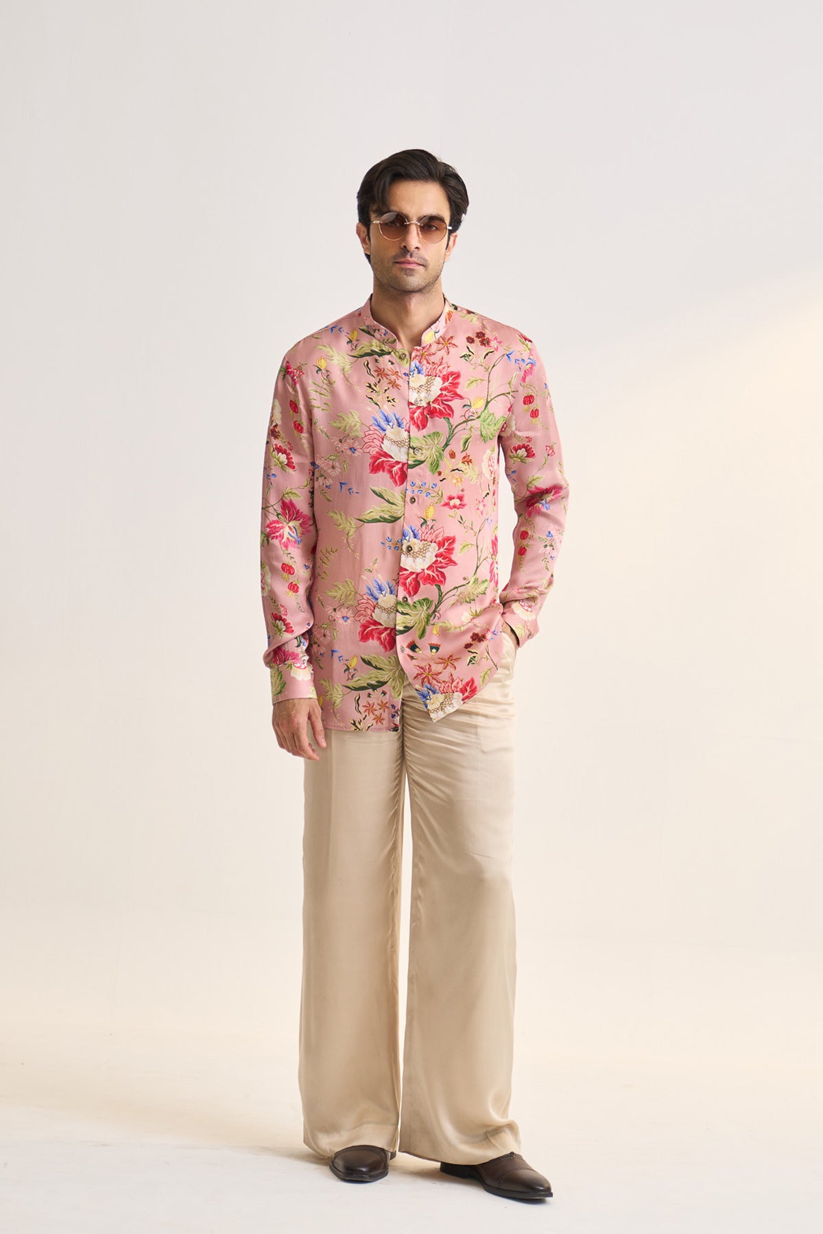 Gulnaar bloom pink printed shirt