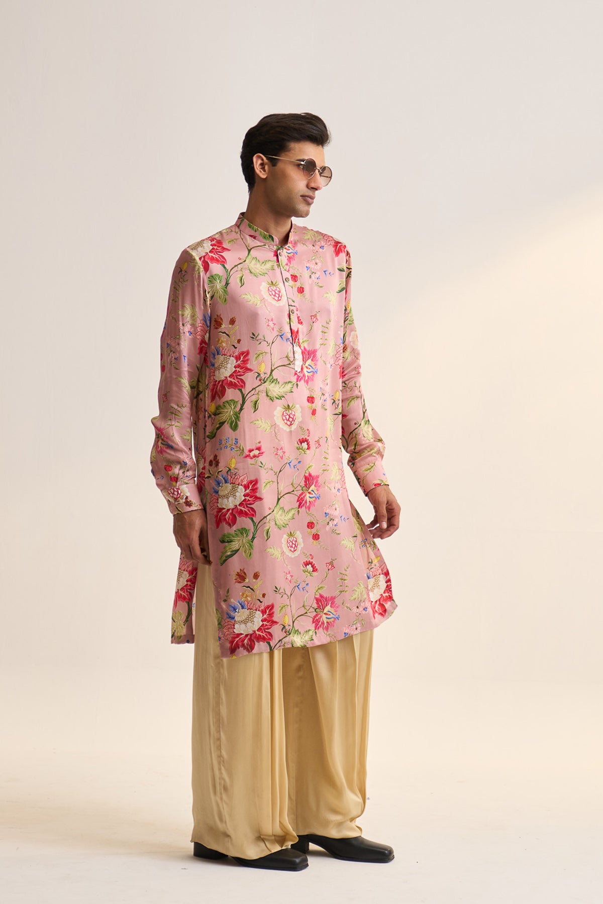 Gulnaar bloom pink printed kurta