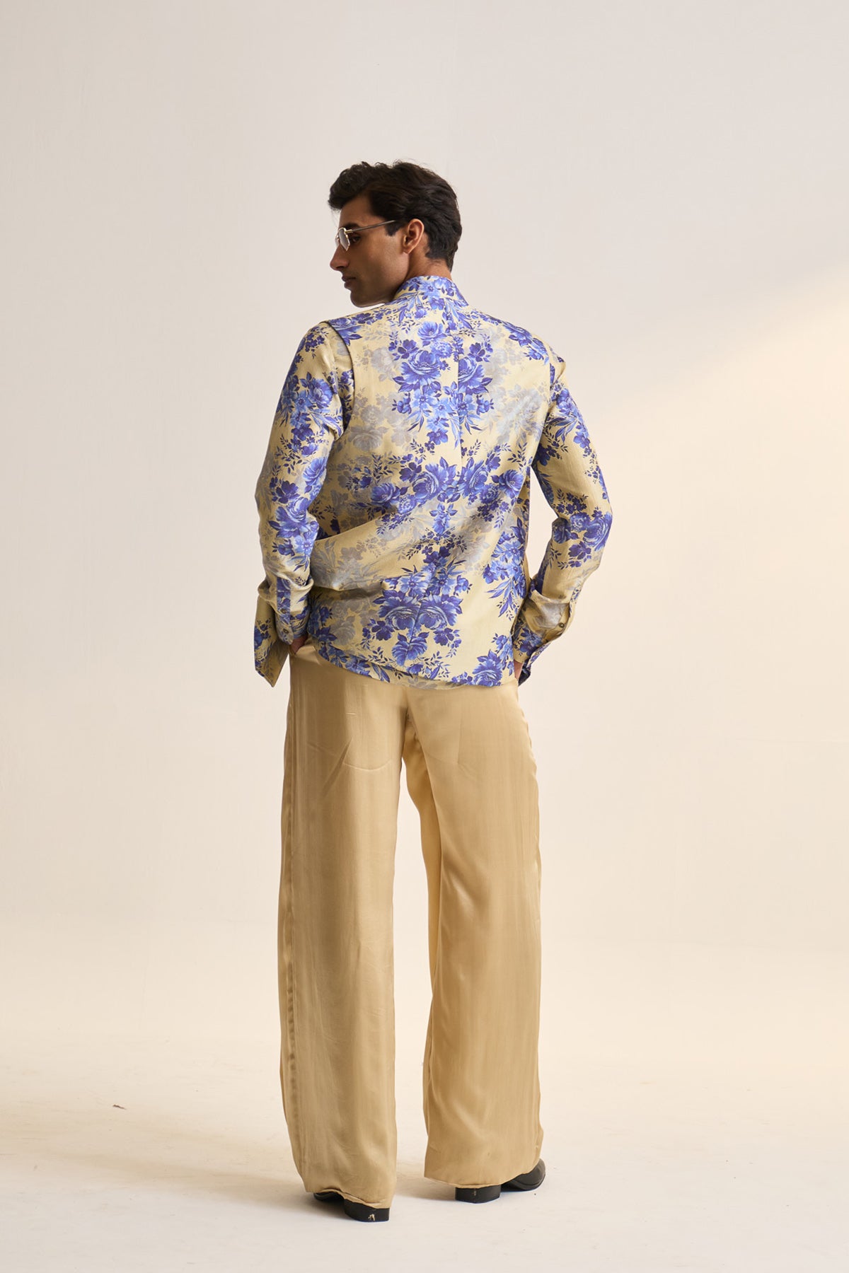 Blue moon printed nehru jacket
