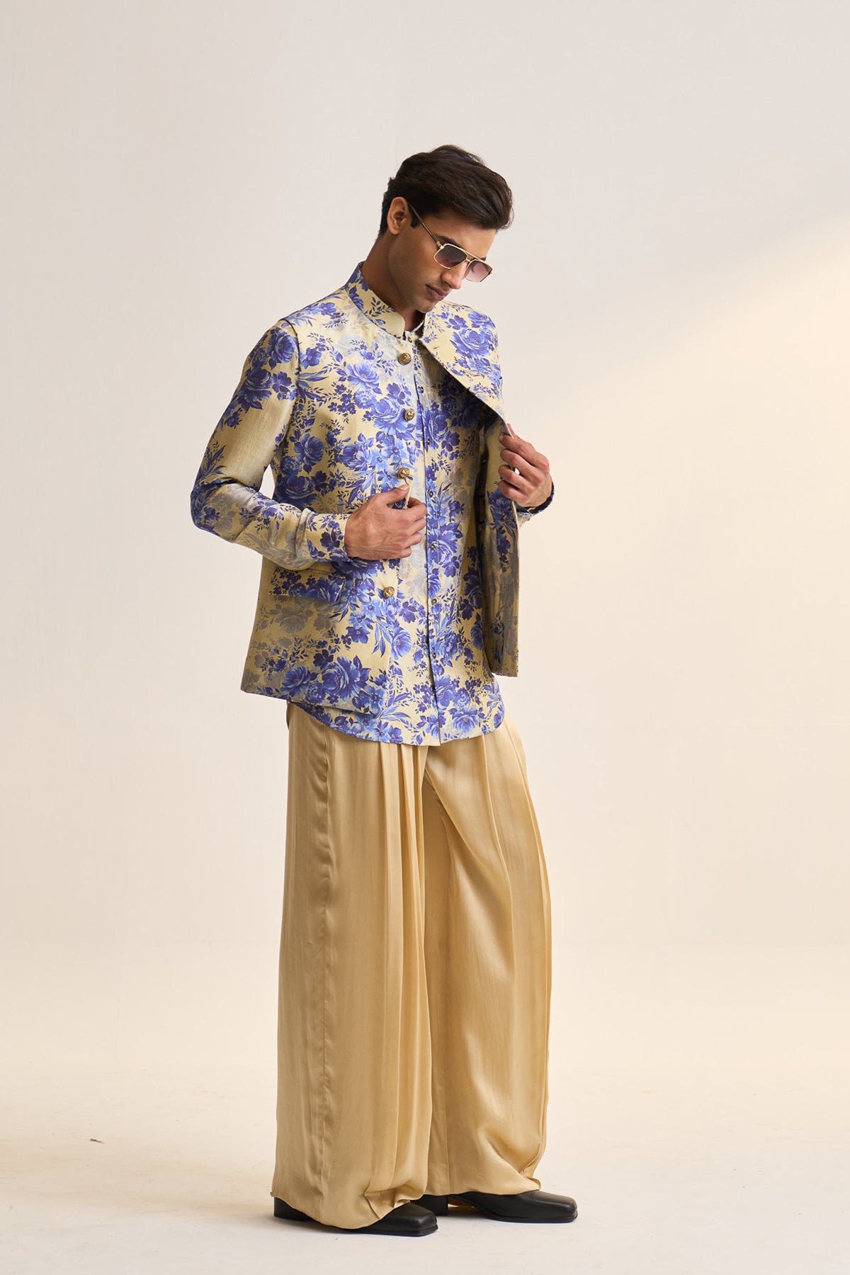 Blue moon printed nehru jacket