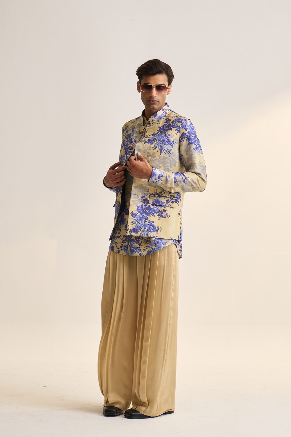Blue moon printed nehru jacket