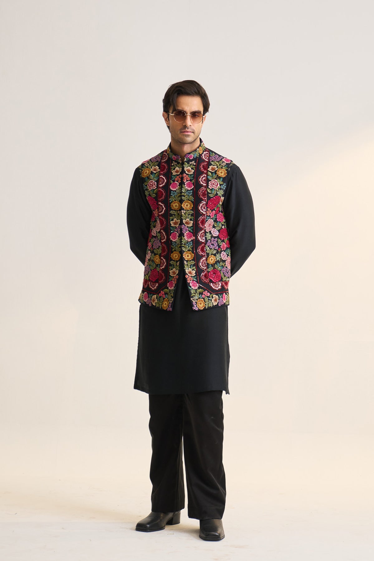 Multifloral heavy embellished nehru jacket