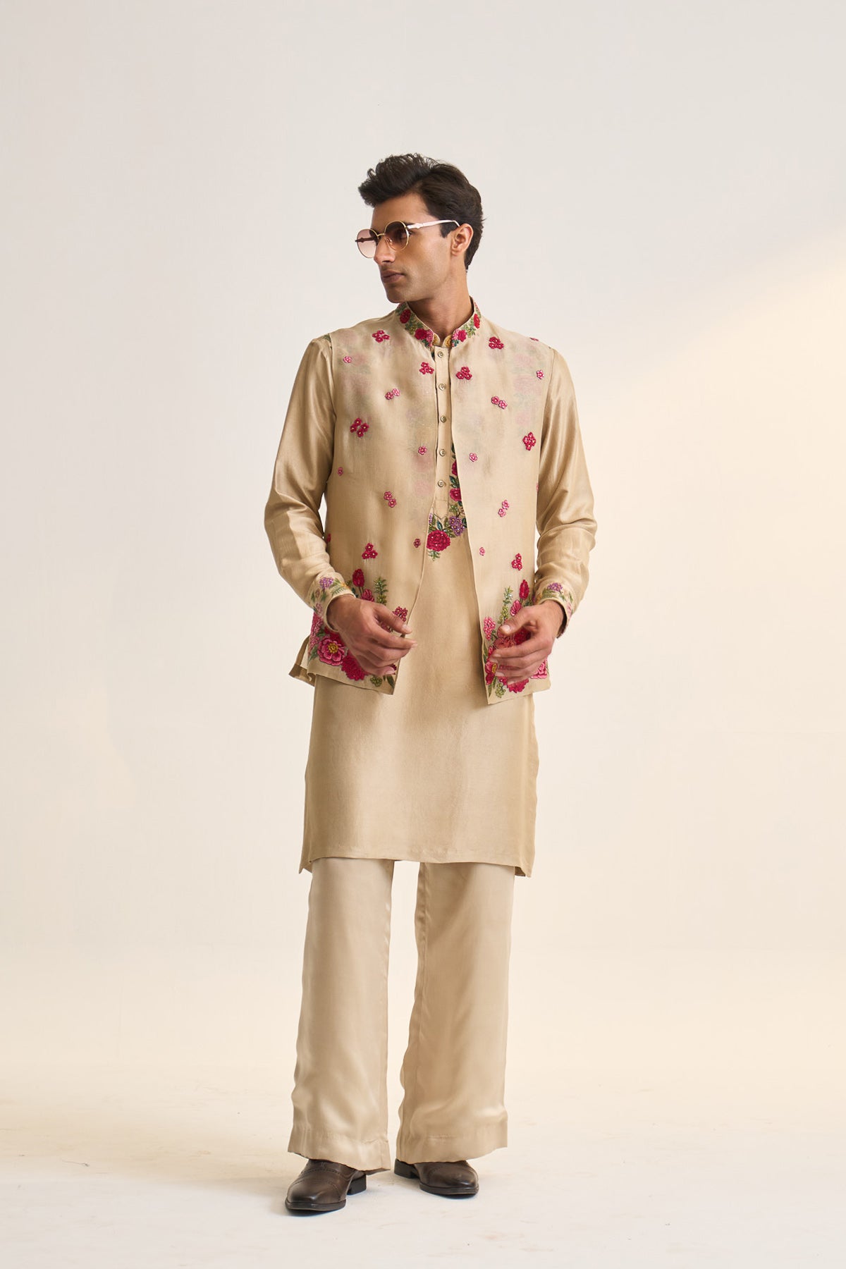 Multifloral embellished nehru jacket