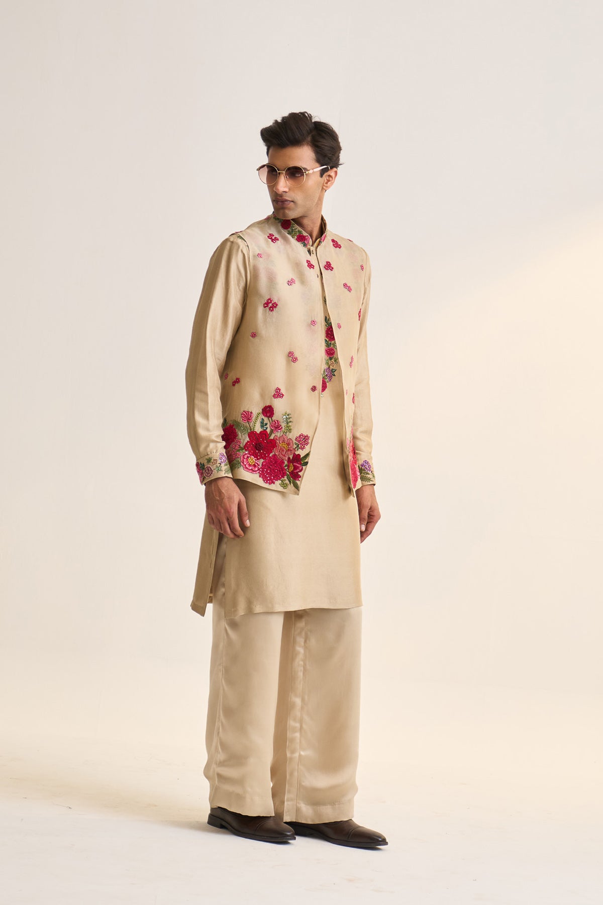 Multifloral embellished nehru jacket