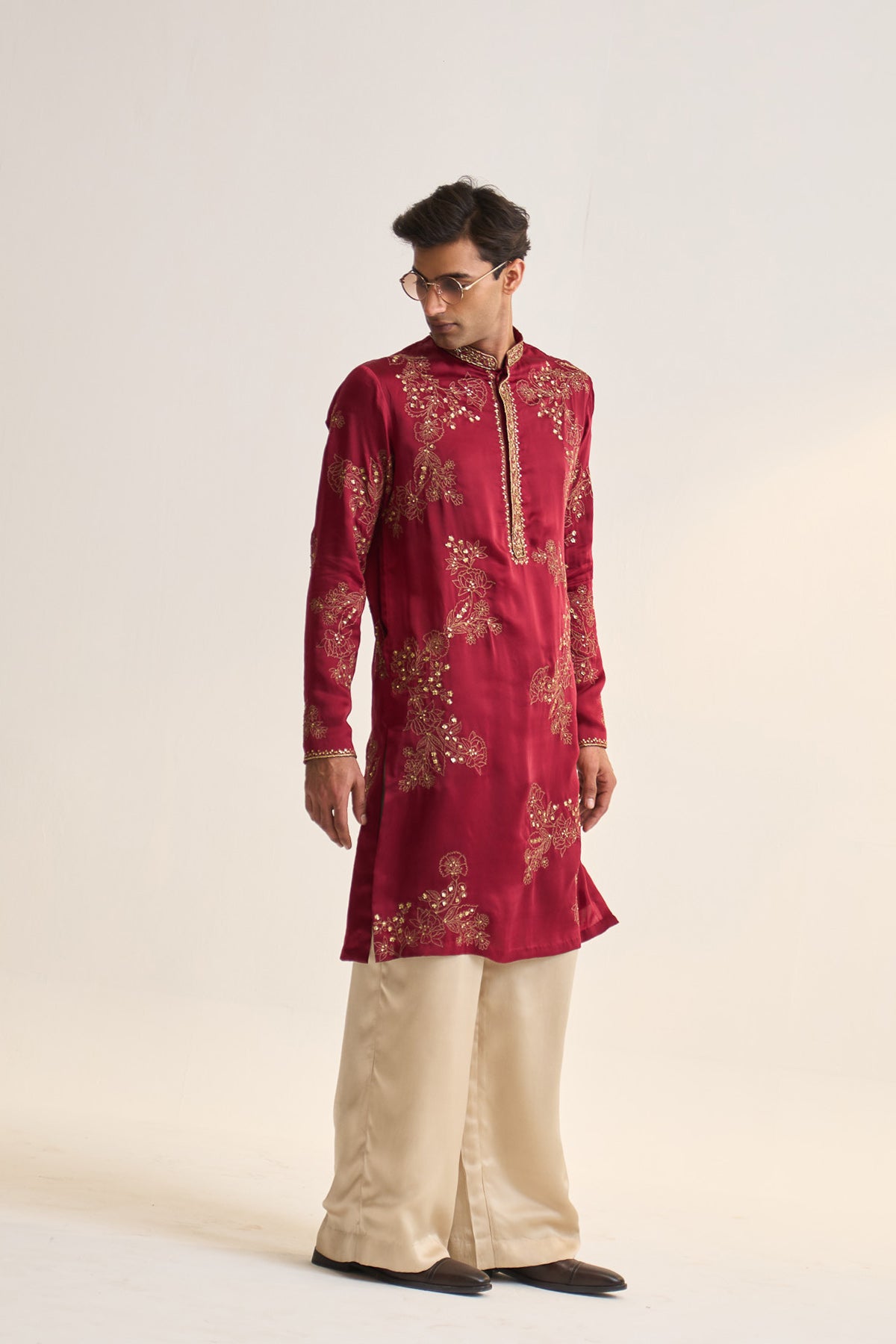 Shahi gul burgundy kurta