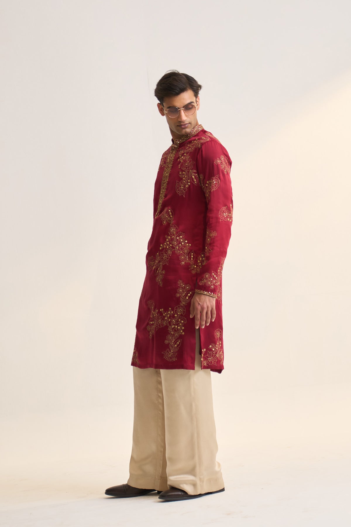 Shahi gul burgundy kurta