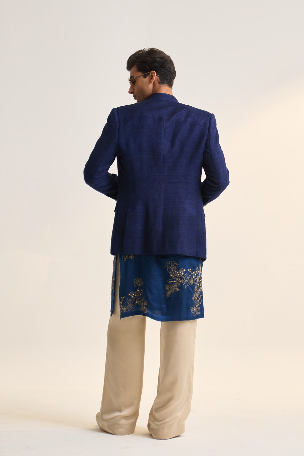 Matka silk blue bandhgala