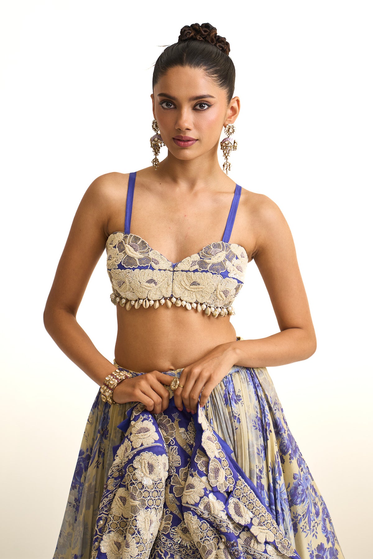 Blue moon crop blazer & skirt set