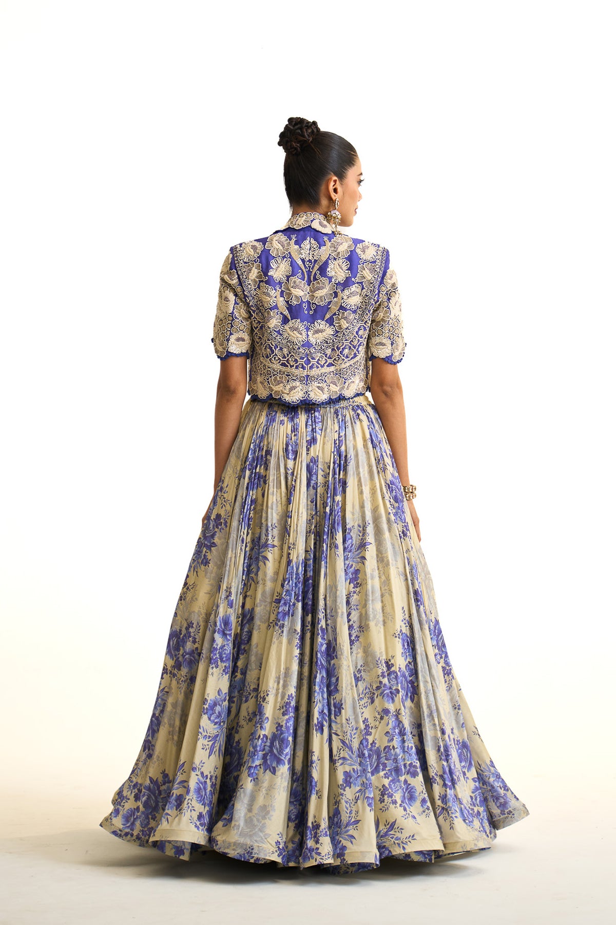 Blue moon crop blazer & skirt set