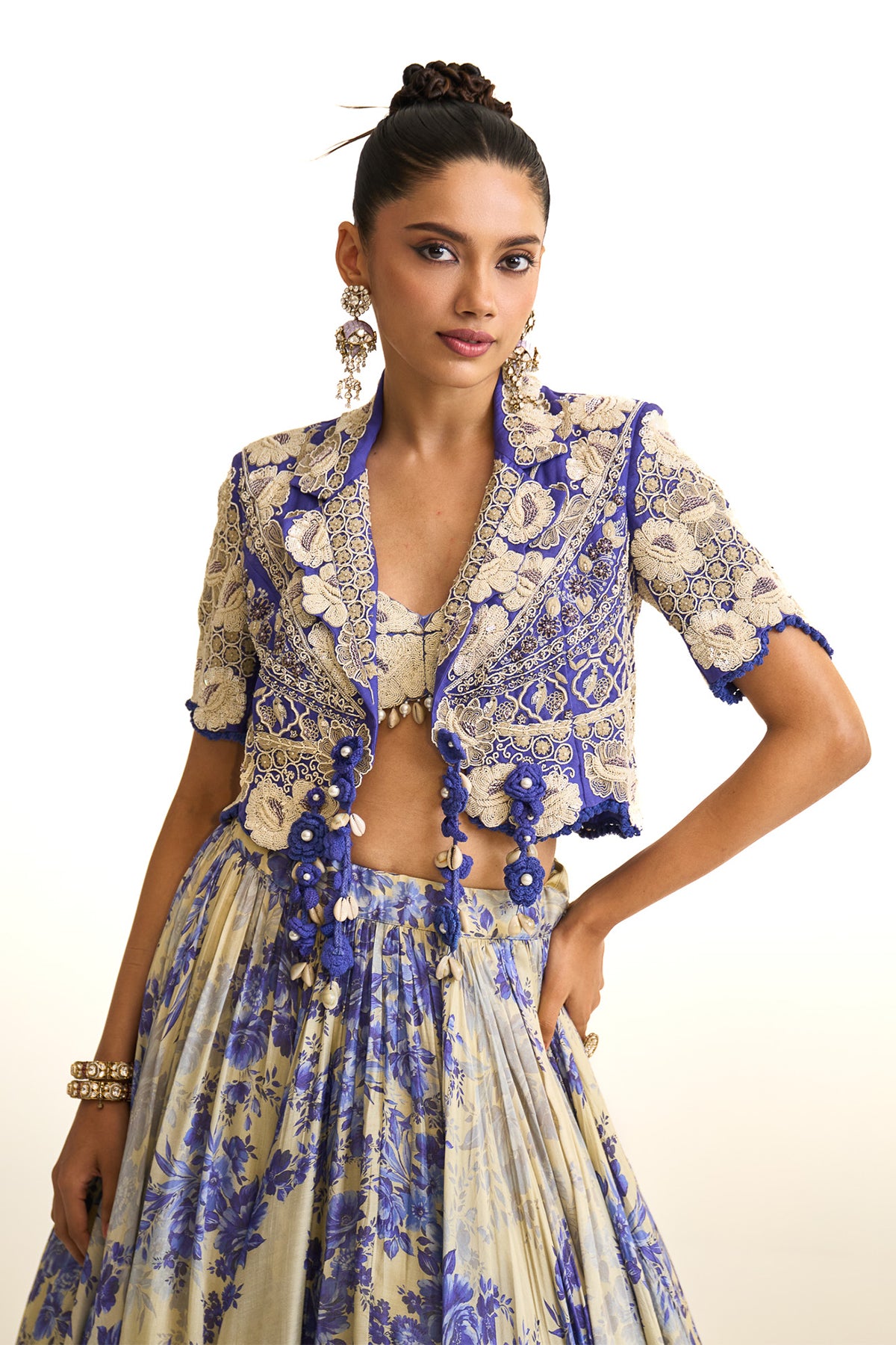 Blue moon crop blazer & skirt set