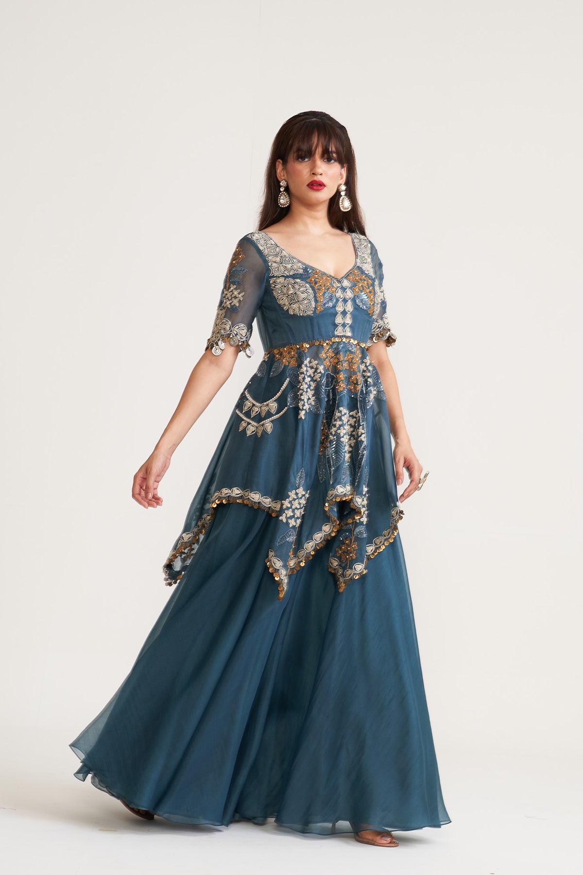 Heavy jacket sharara set