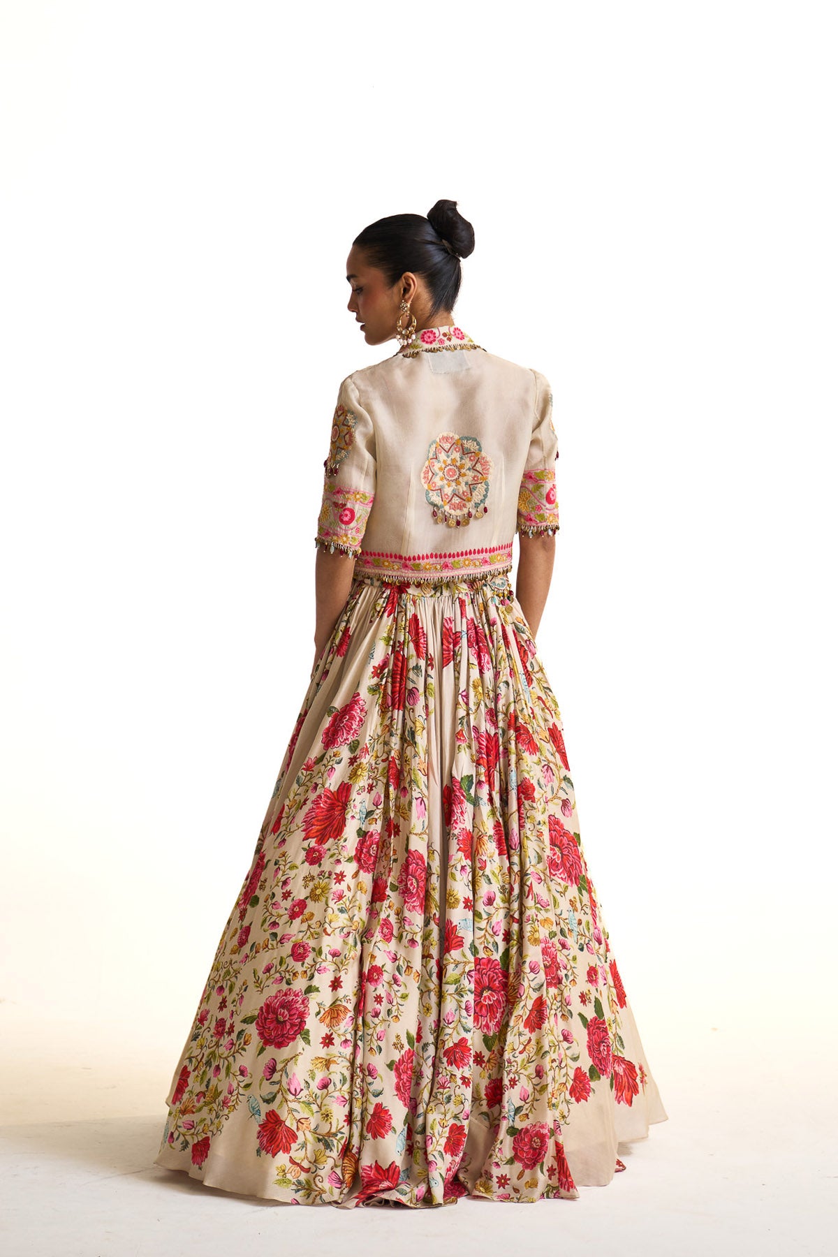 Noor-e-kashmir Overlap jacket with lehenga