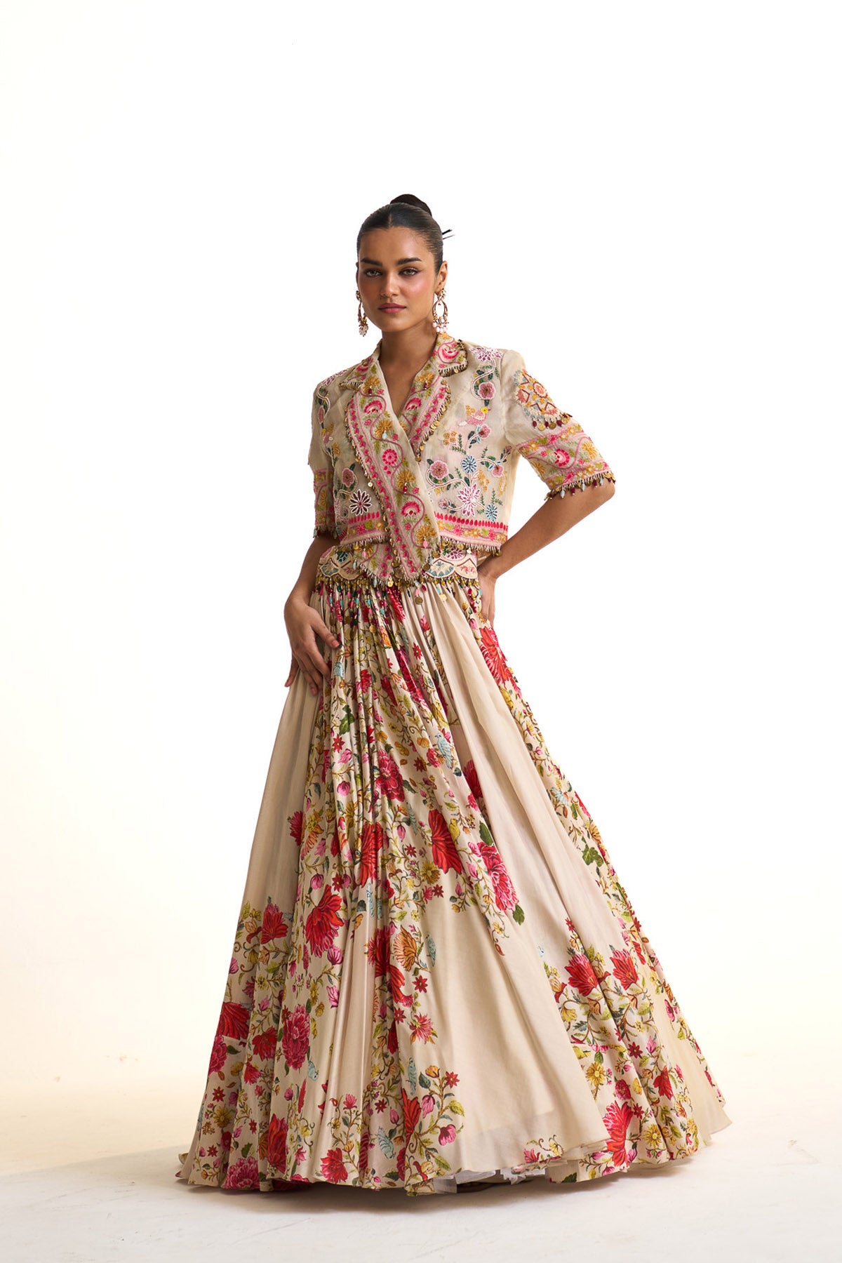Noor-e-kashmir Overlap jacket with lehenga