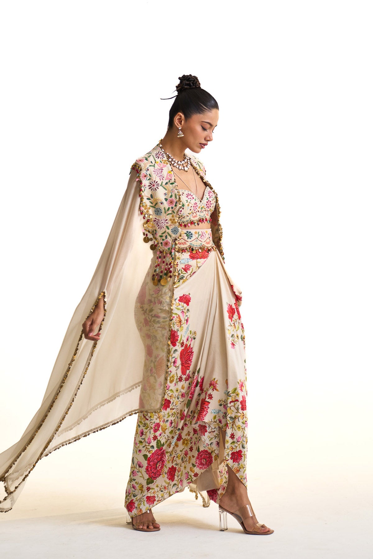 Noor-e-kashmir cape & drape skirt set