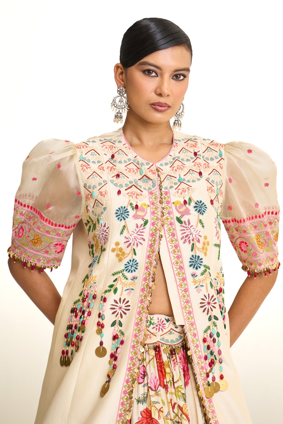 Noor-e-kashmir Long jacket with lehenga