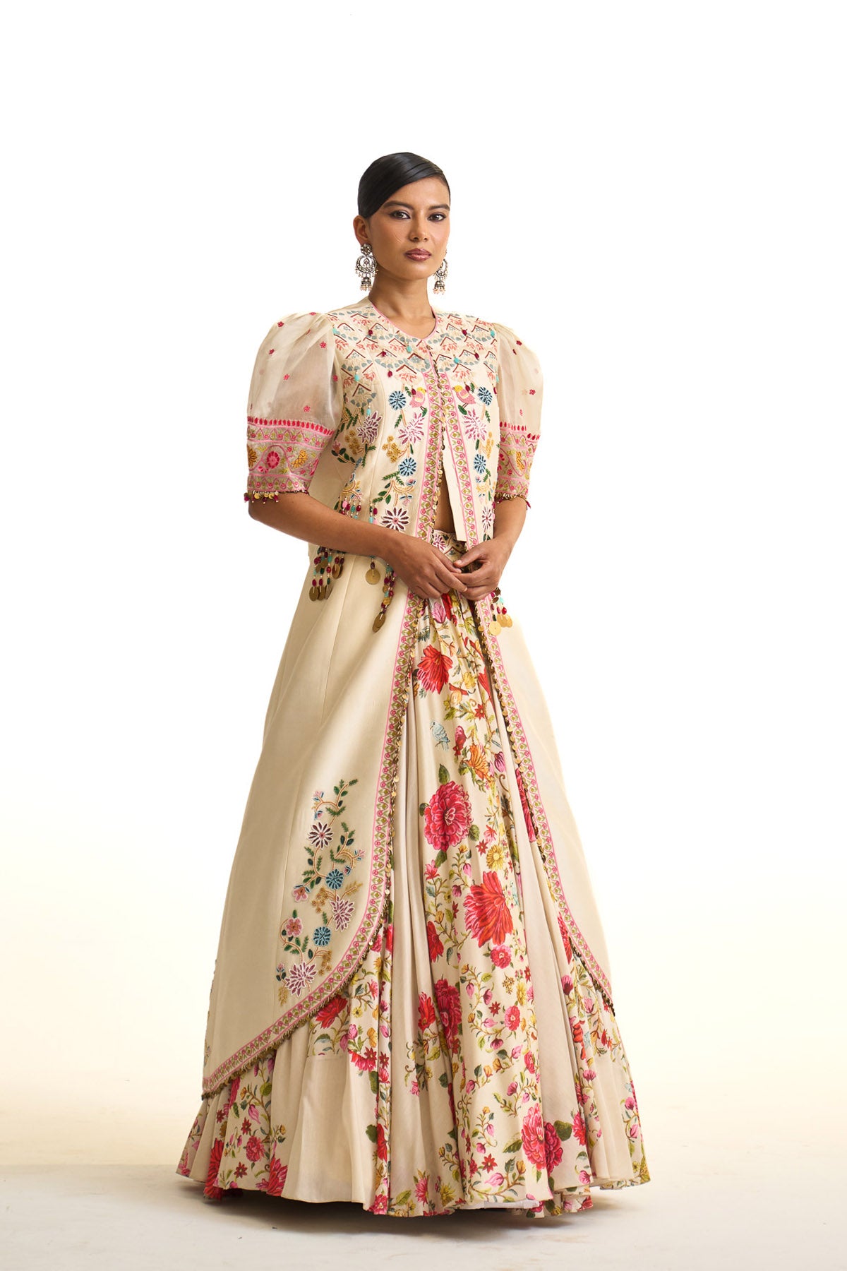 Noor-e-kashmir Long jacket with lehenga
