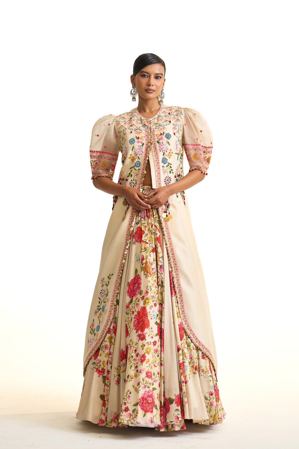 Noor-e-kashmir Long jacket with lehenga