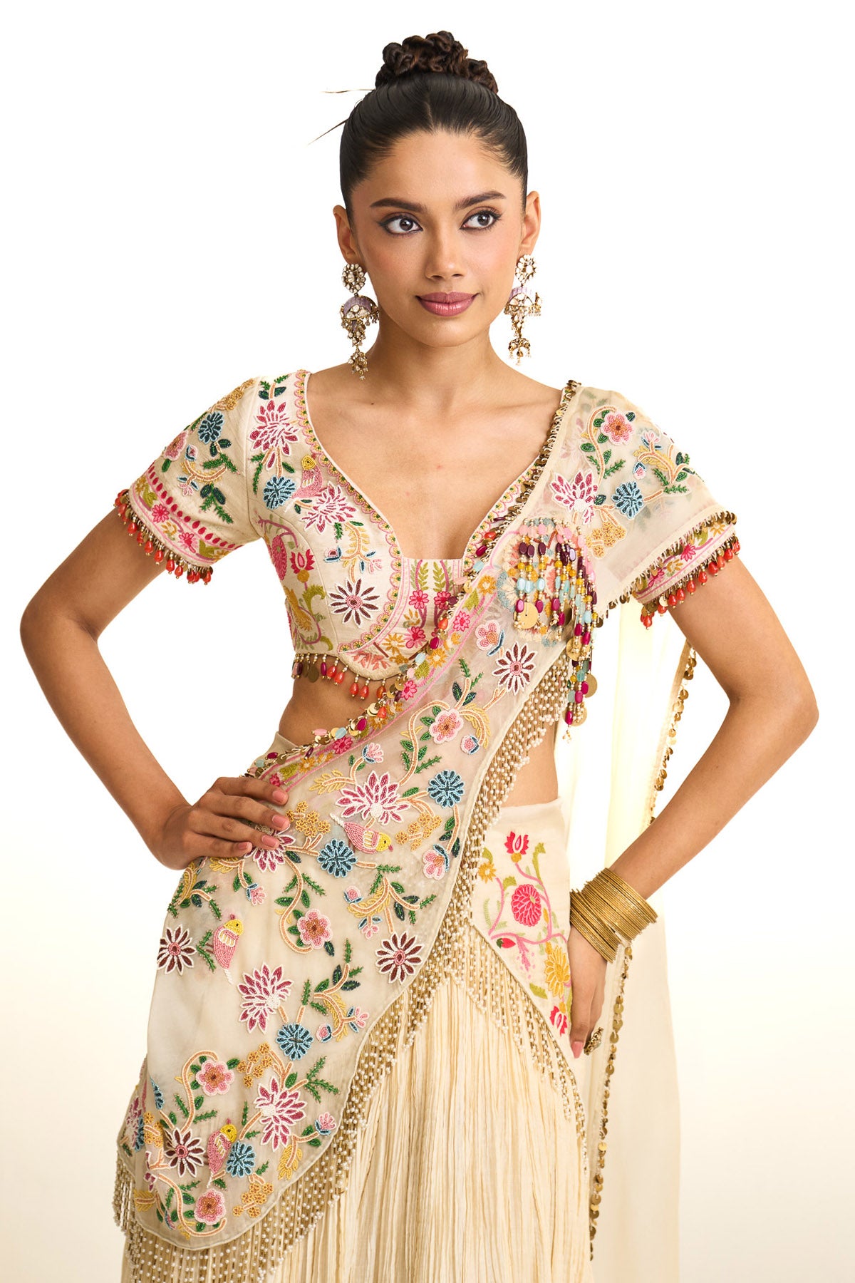Noor-e-kashmir Crinkle drape saree