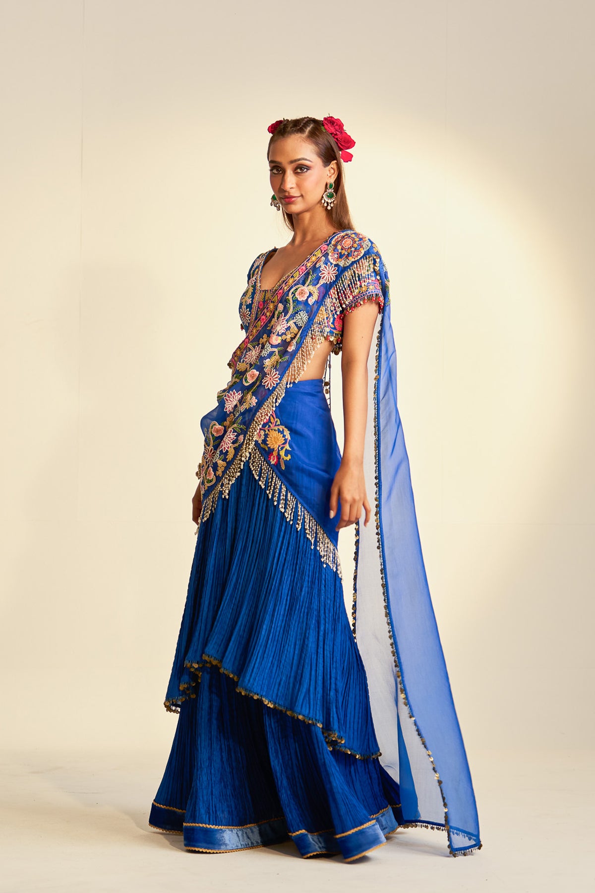 Noor-e-kashmir Crinkle drape saree