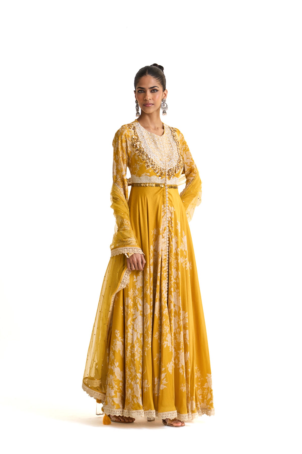 Parsi yellow anarkali set