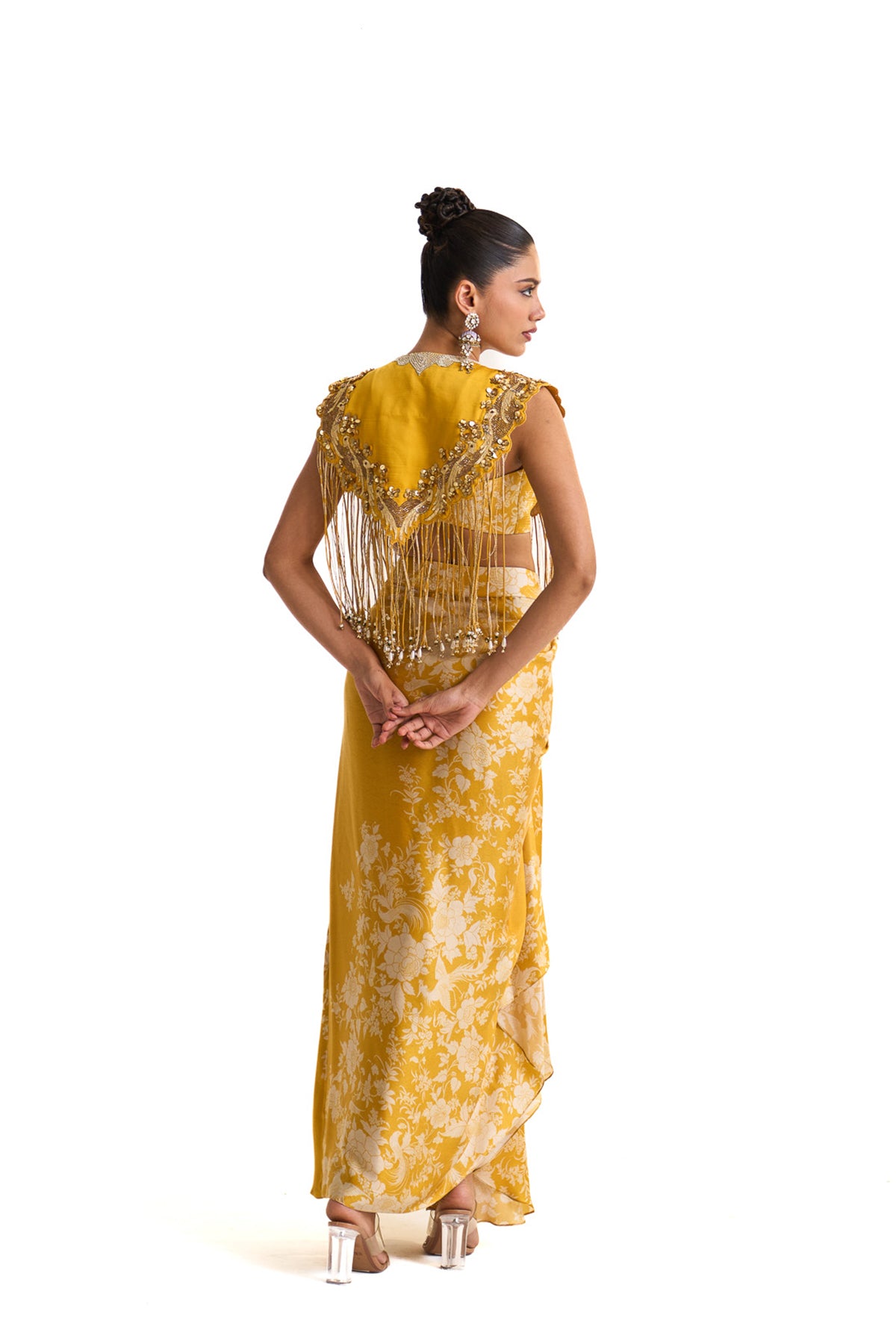 Parsi yellow fringes collar set