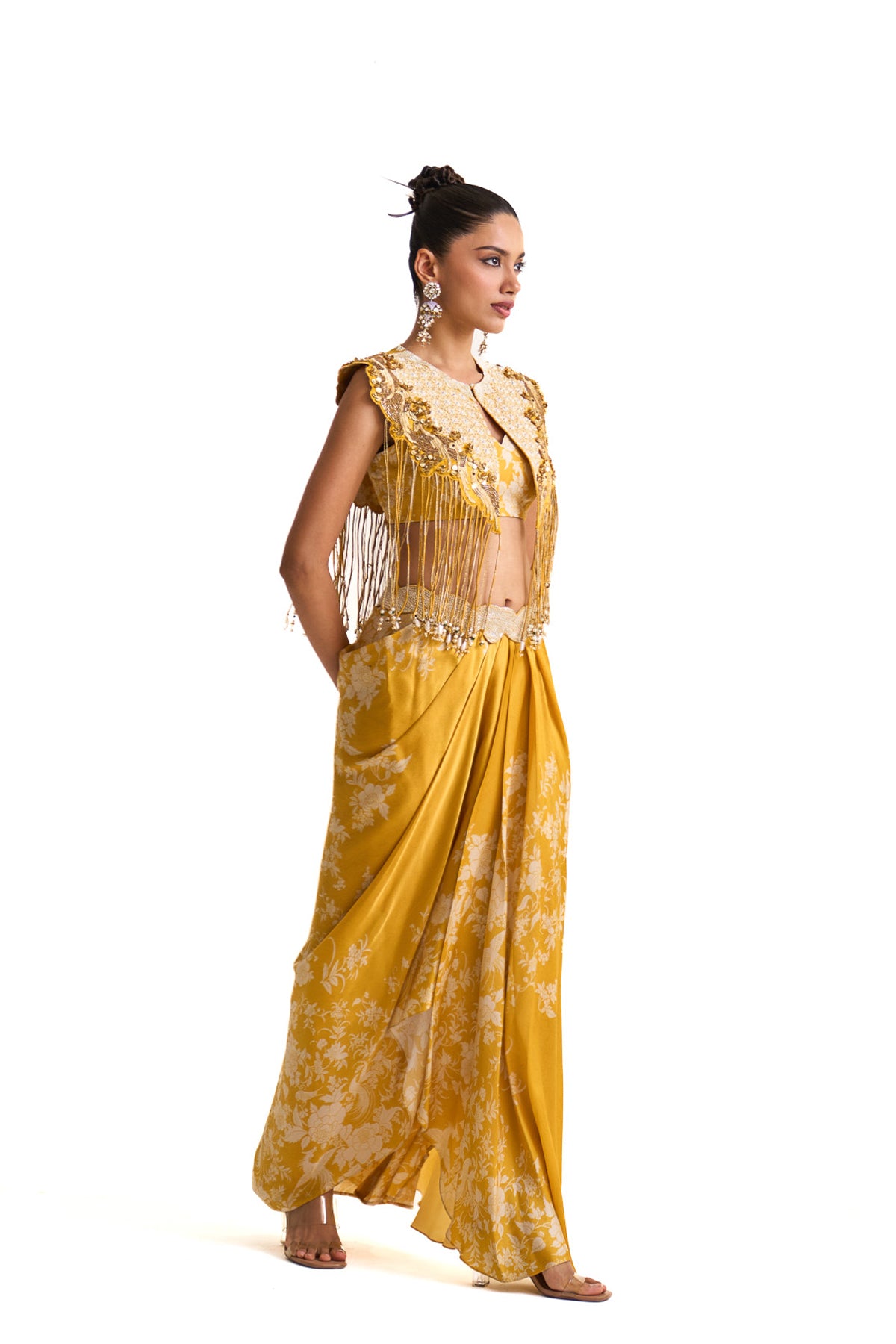 Parsi yellow fringes collar set