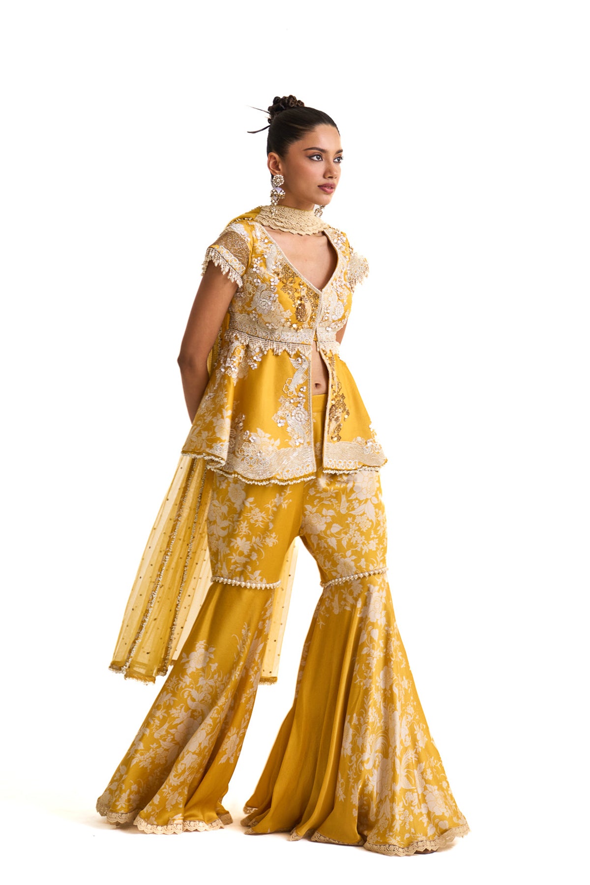 Parsi yellow peplum set