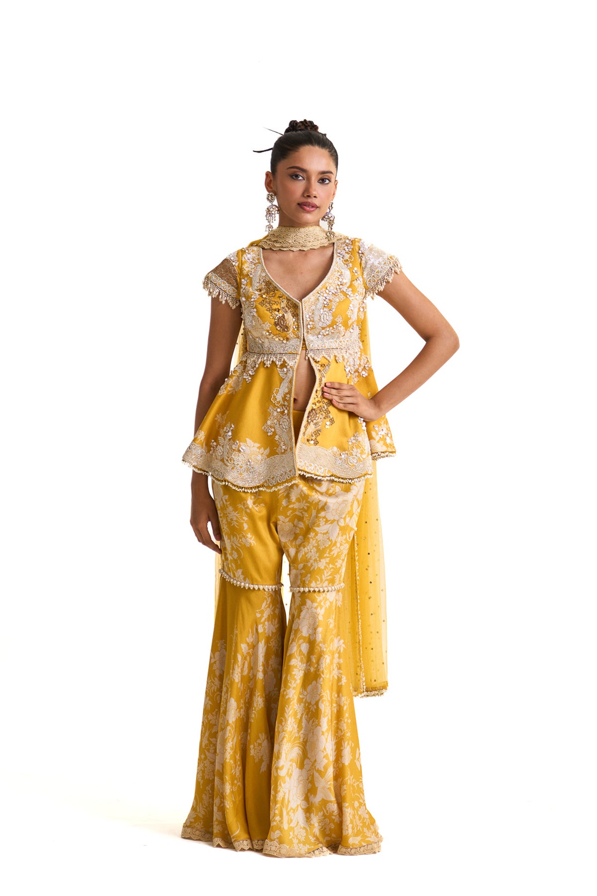 Parsi yellow peplum set