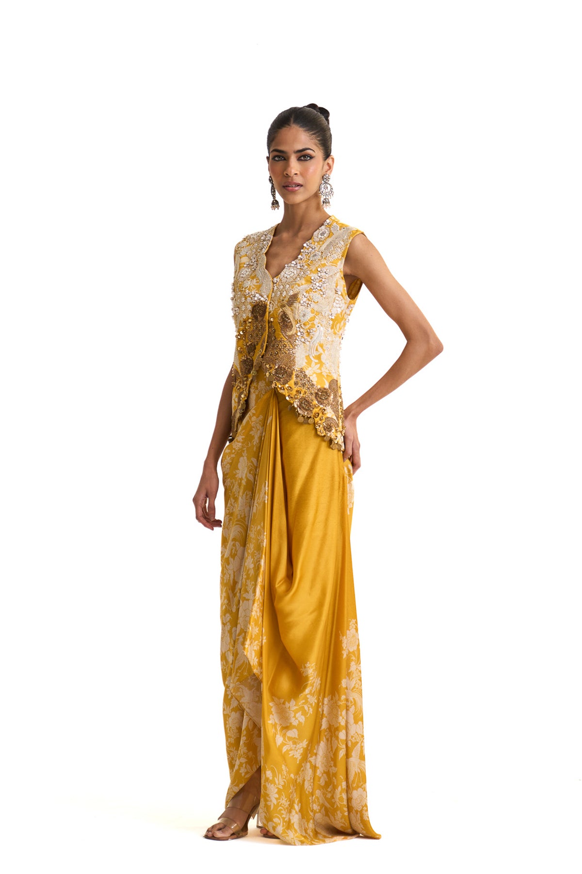 Parsi yellow waist coat set