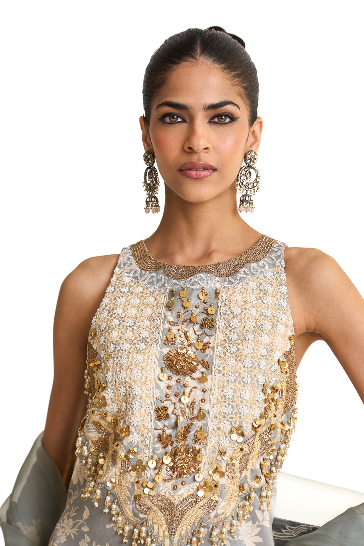 Parsi teal long suit set