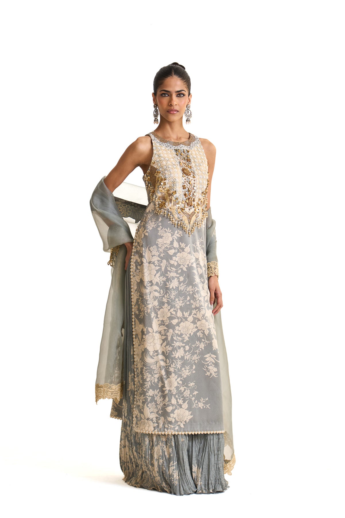 Parsi teal long suit set