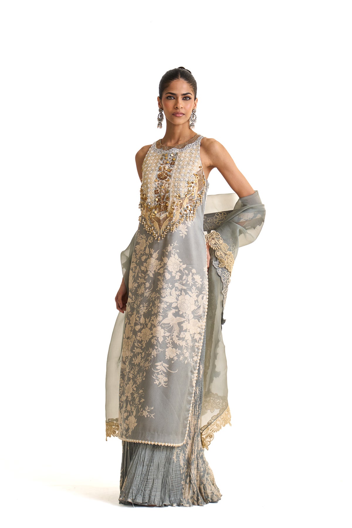 Parsi teal long suit set