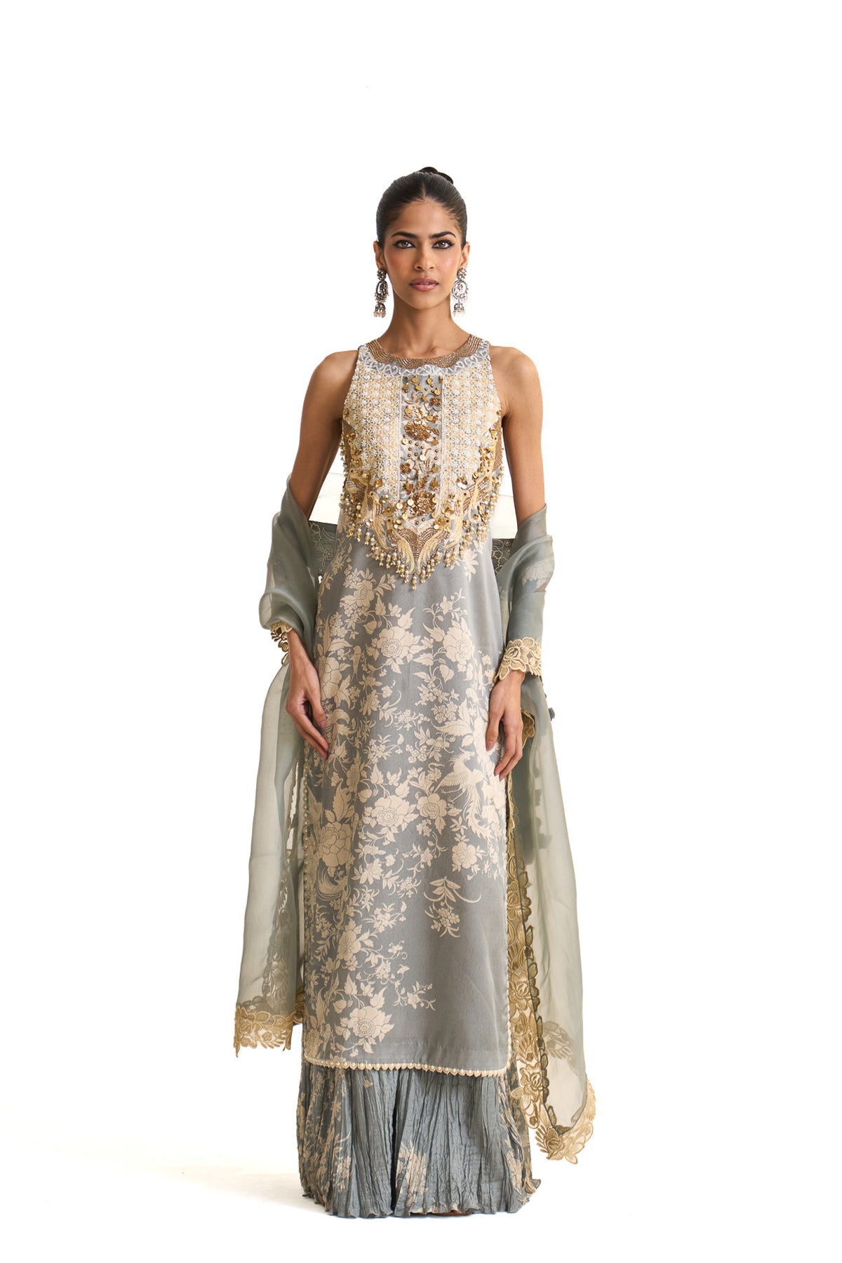 Parsi teal long suit set