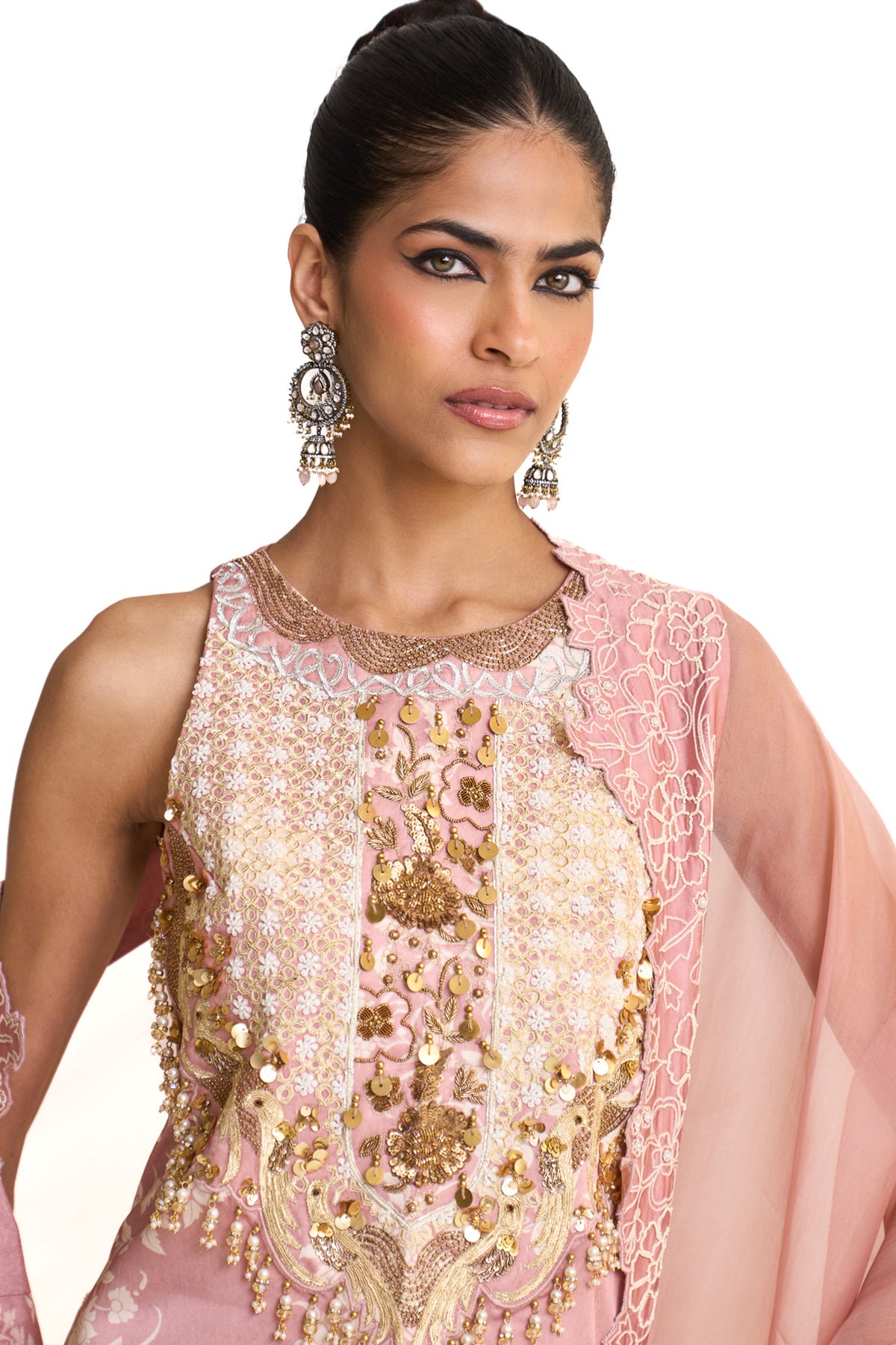Parsi pink long suit set