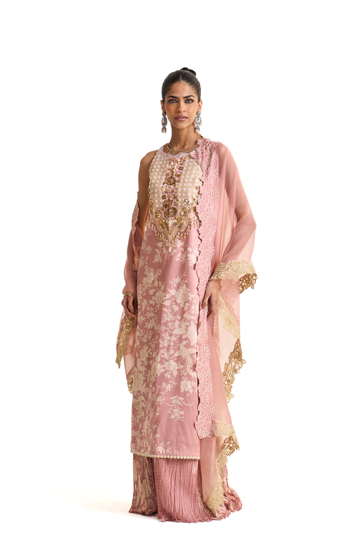 Parsi pink long suit set