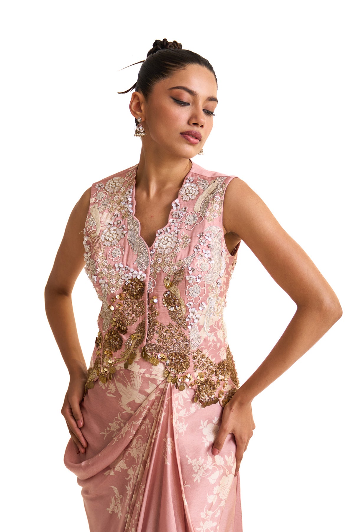 Parsi pink waist coat set