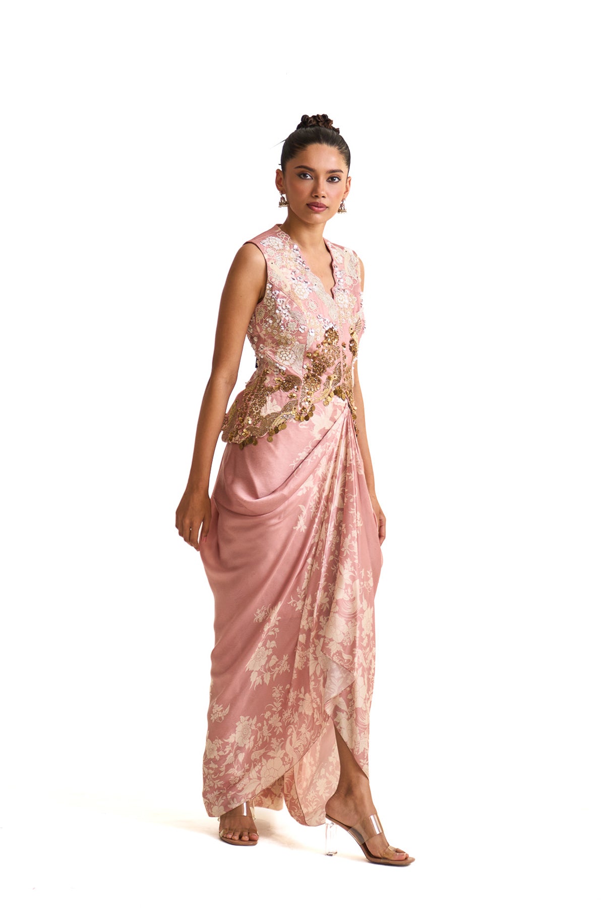 Parsi pink waist coat set