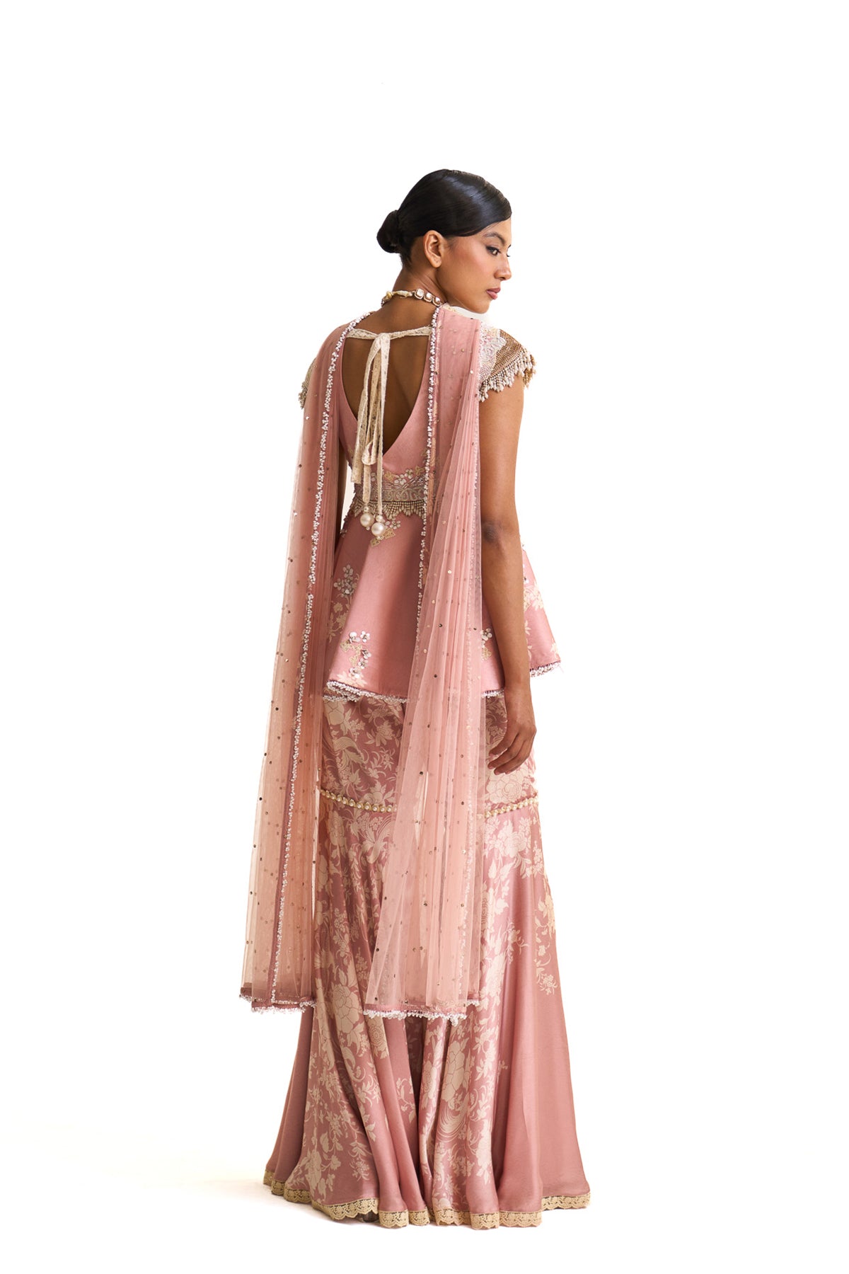 Parsi pink peplum set