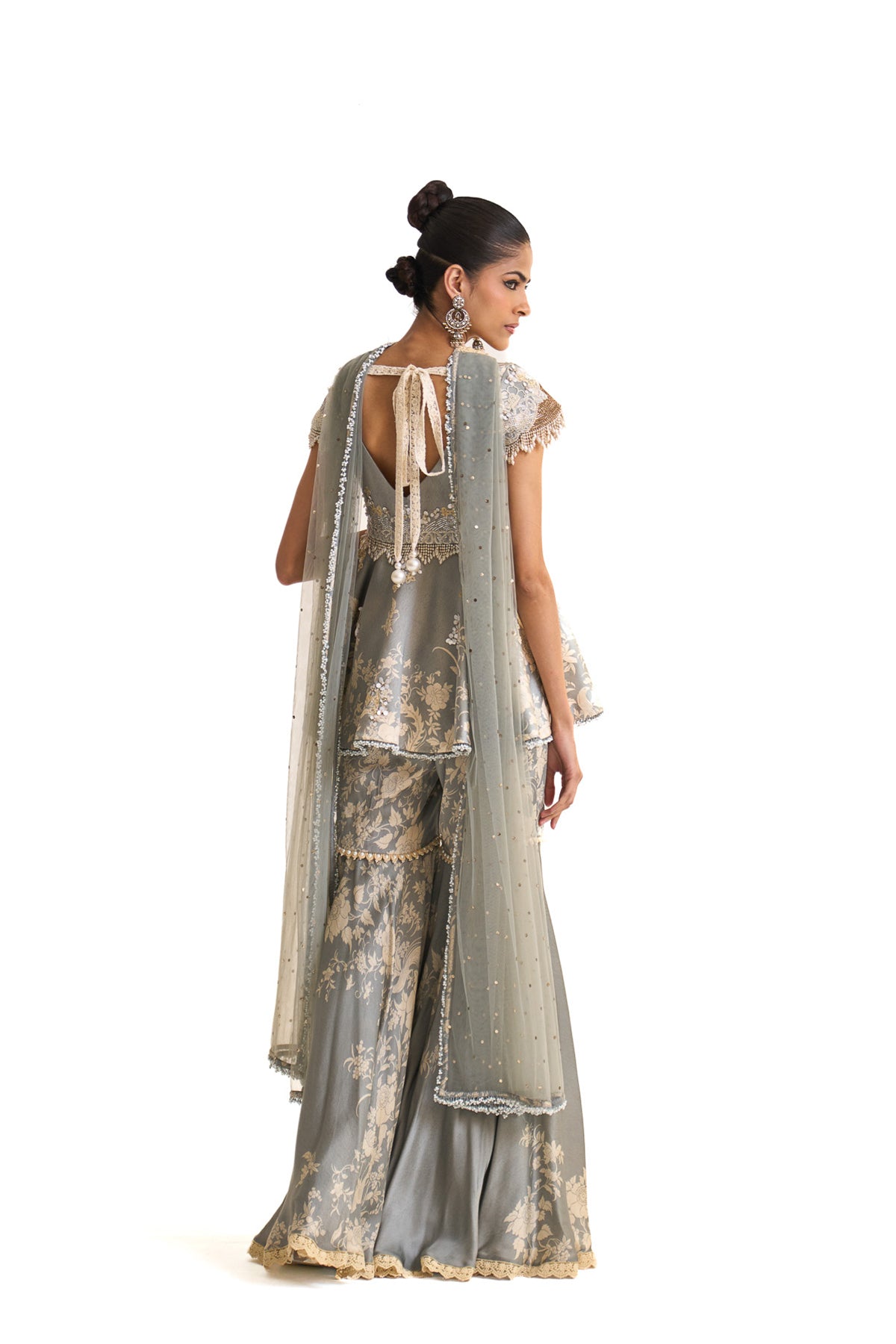 Parsi teal peplum set