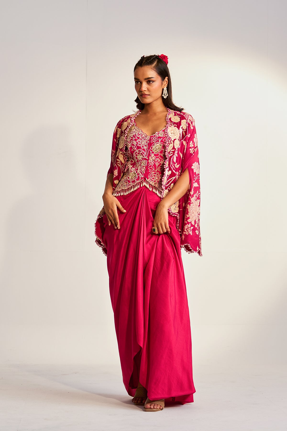 Cape and drape skirt set