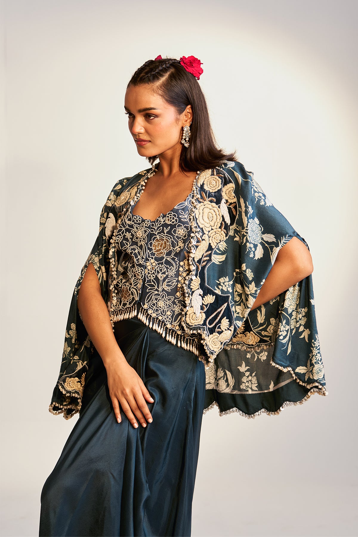 Cape and drape skirt set