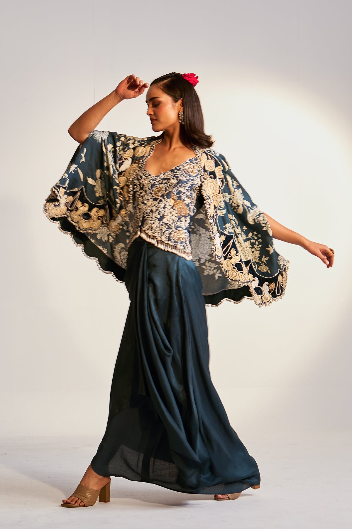 Cape and drape skirt set