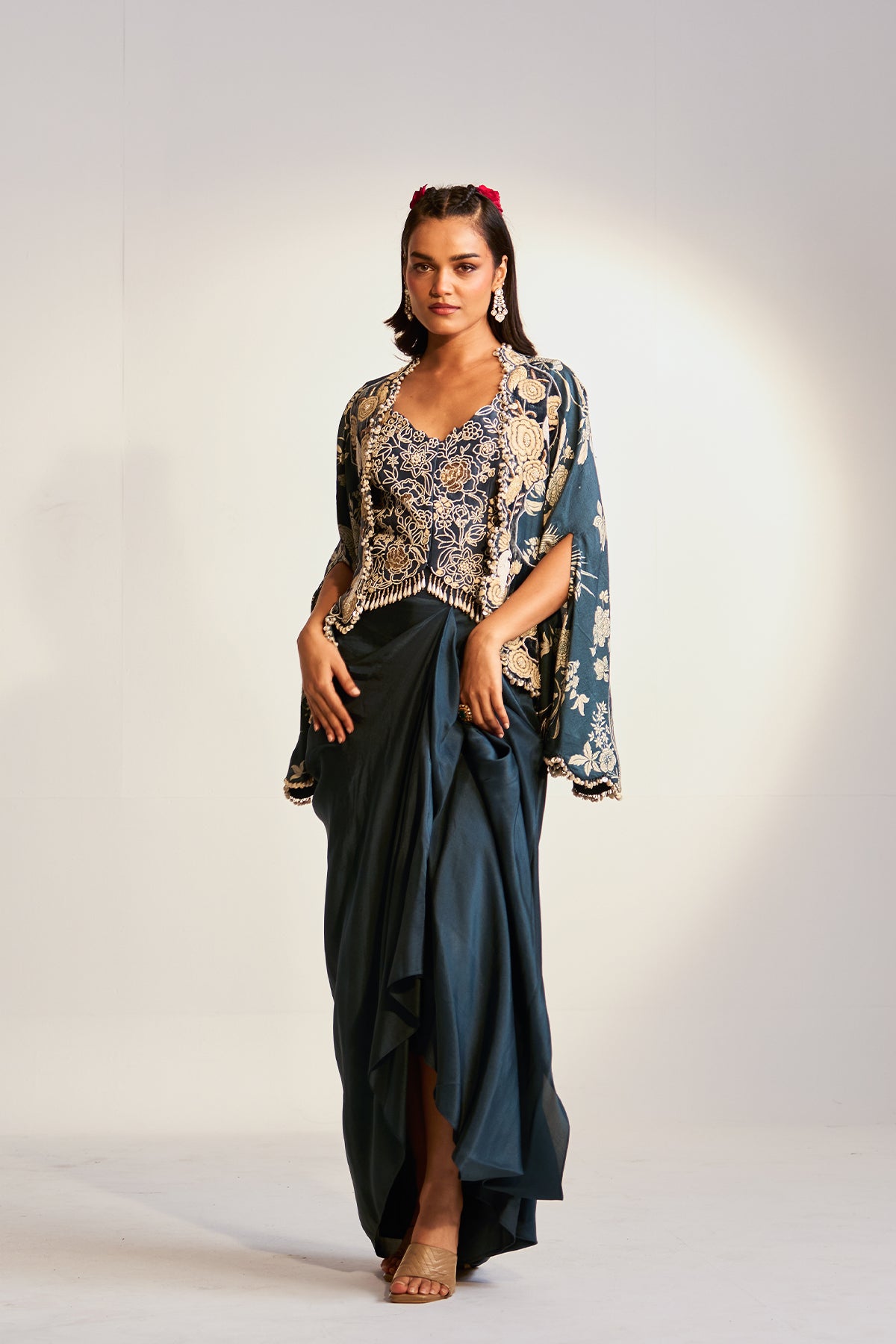 Cape and drape skirt set