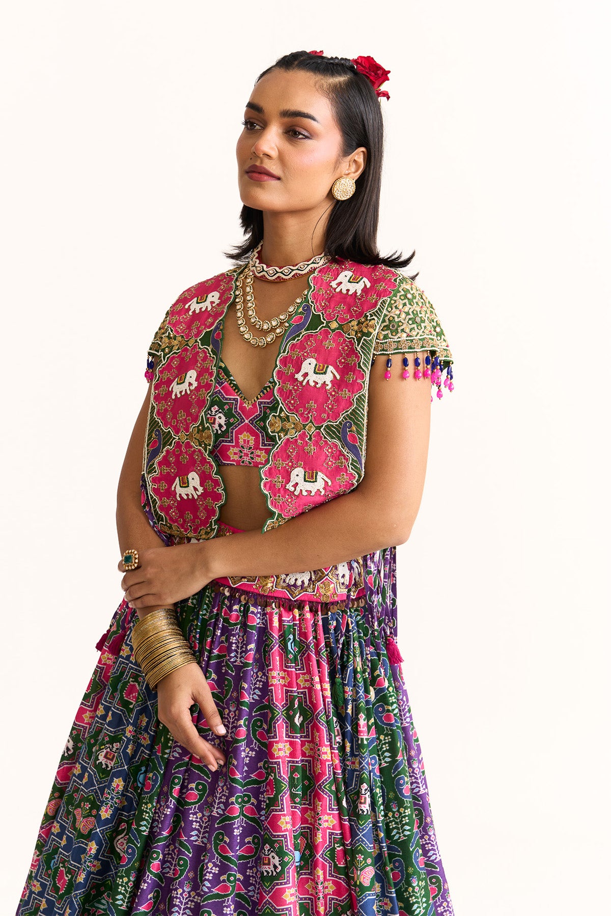 Short jaket with lehenga set