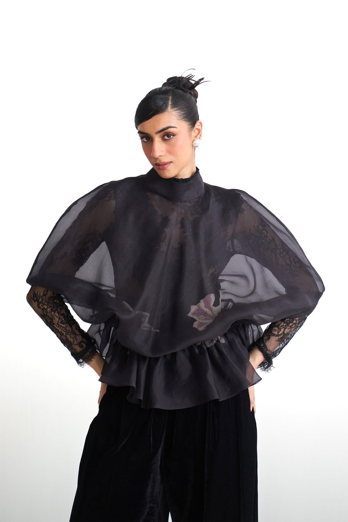 Pearl lily organza top