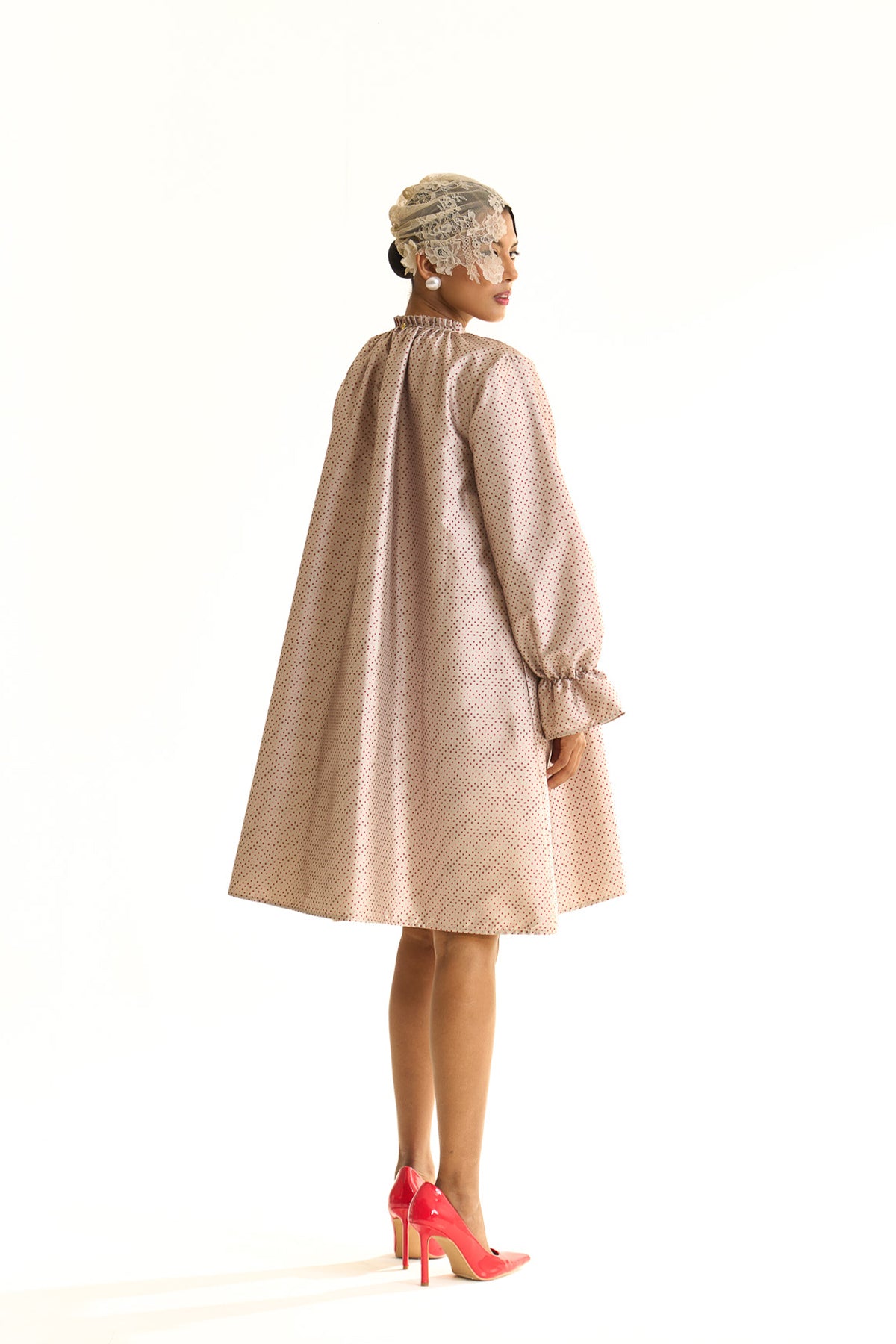 High neck ruffle dress