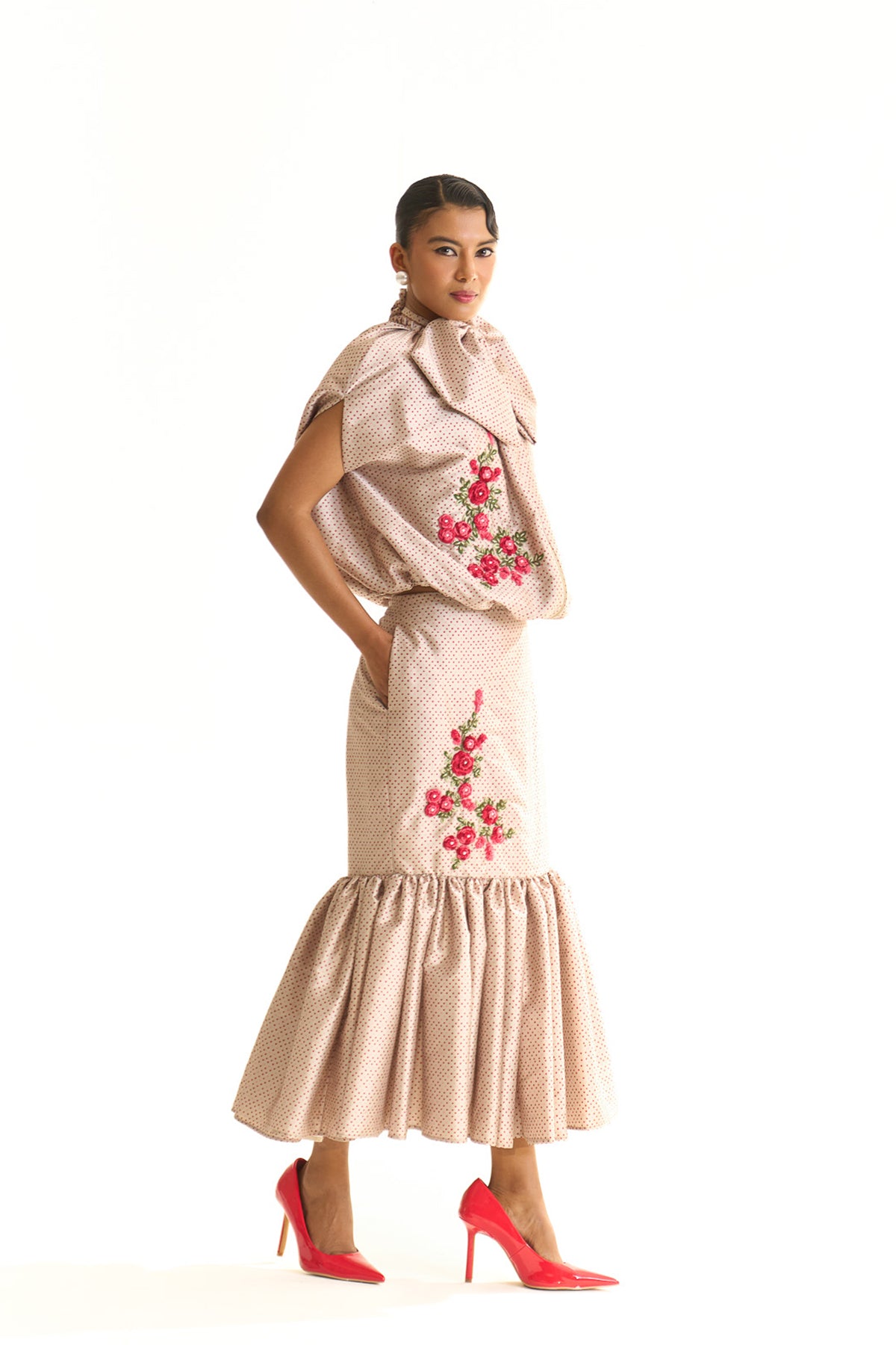 Gather midi skirt