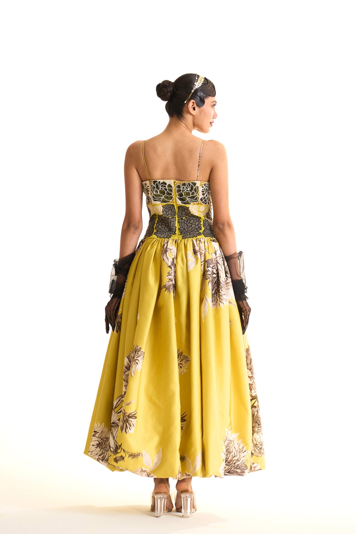 Black iris balloon dress