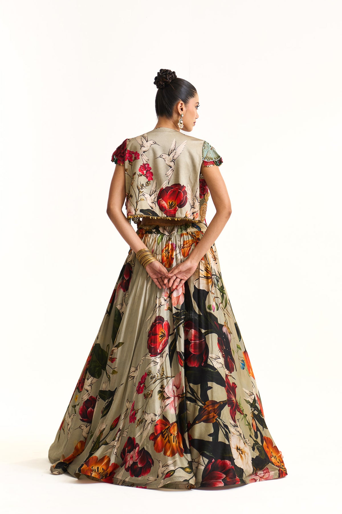 Wild blooms short jacket lehenga set